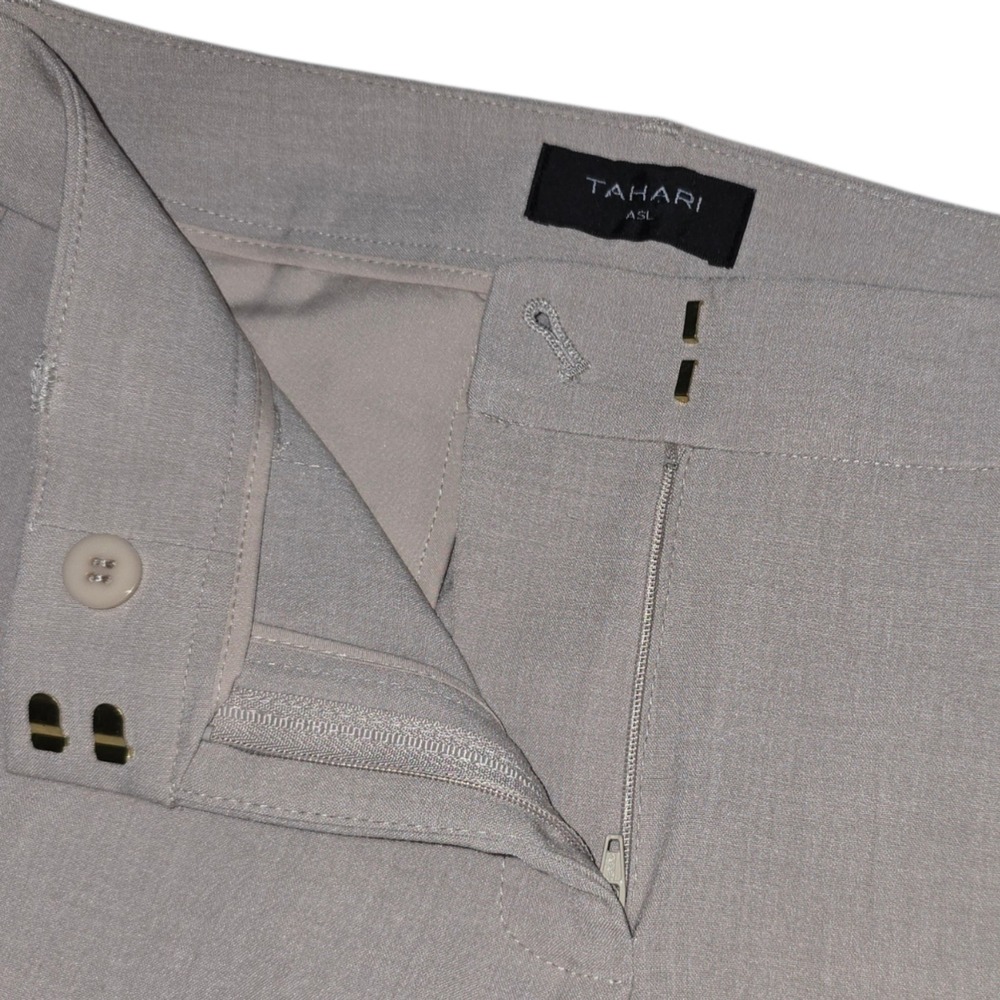 Tahari ASL Womens Taupe Beige Straight Leg Dress Pants RAM700 Size 2